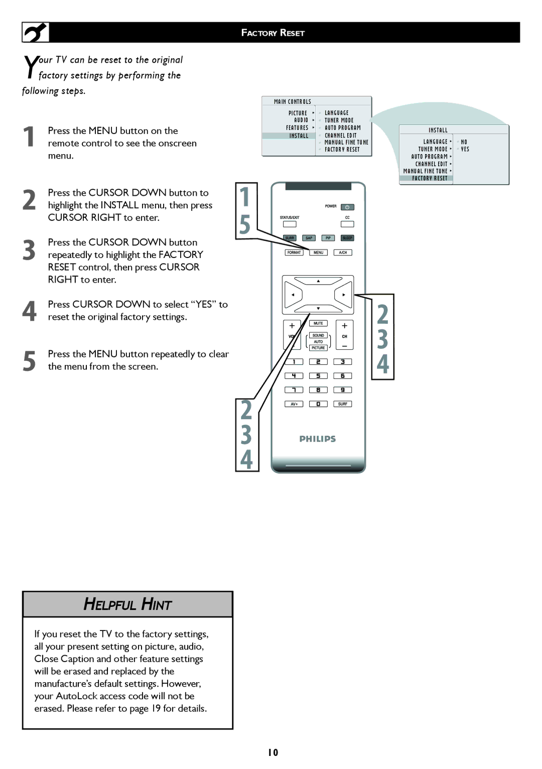 Philips 20PF5120 user manual Following steps 