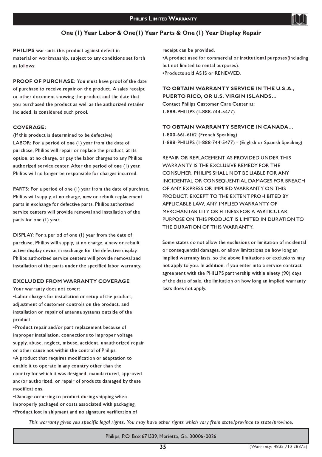 Philips 20PF5120 user manual Coverage 