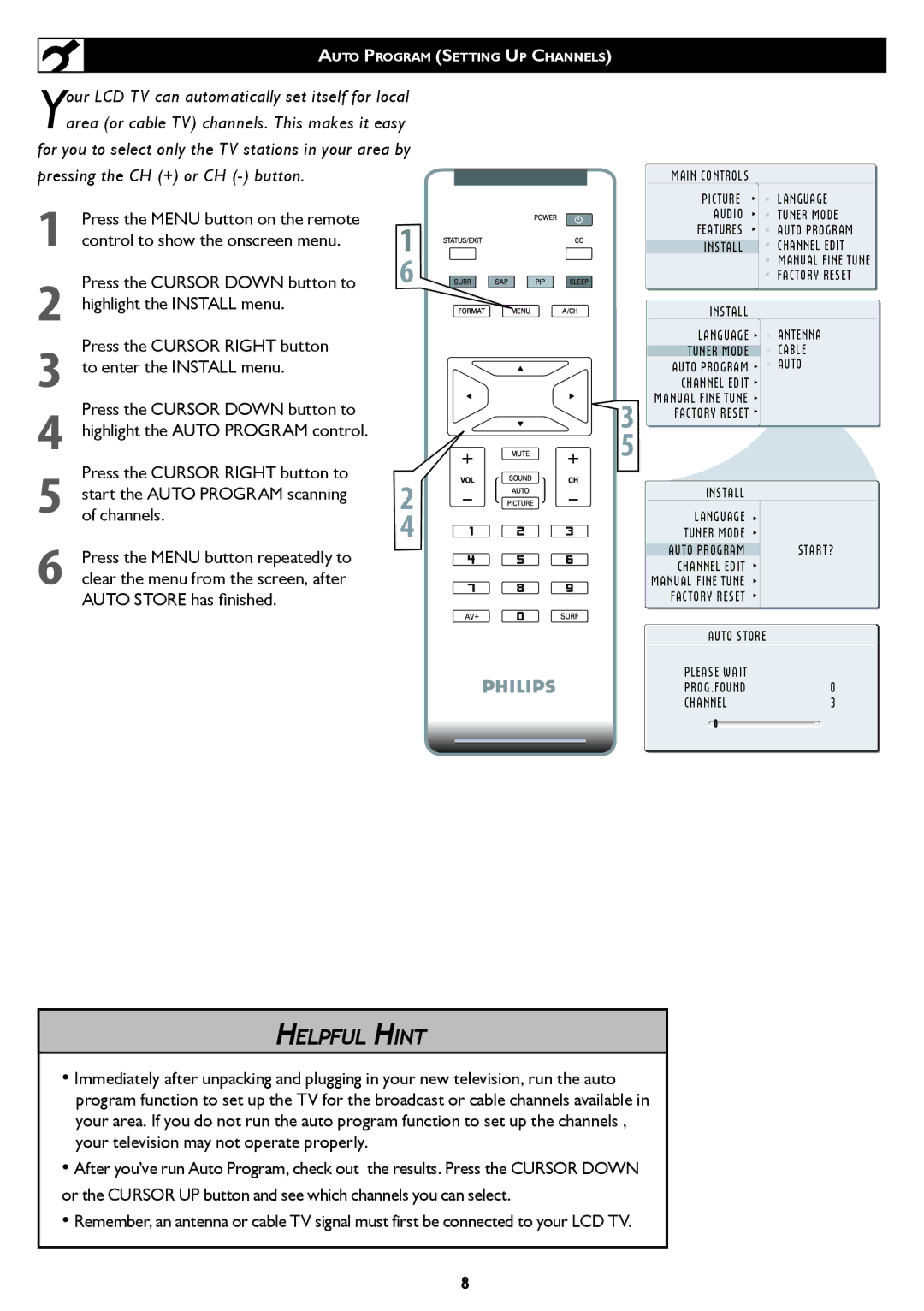 Philips 20PF5120 user manual Pressing the CH + or CH button 