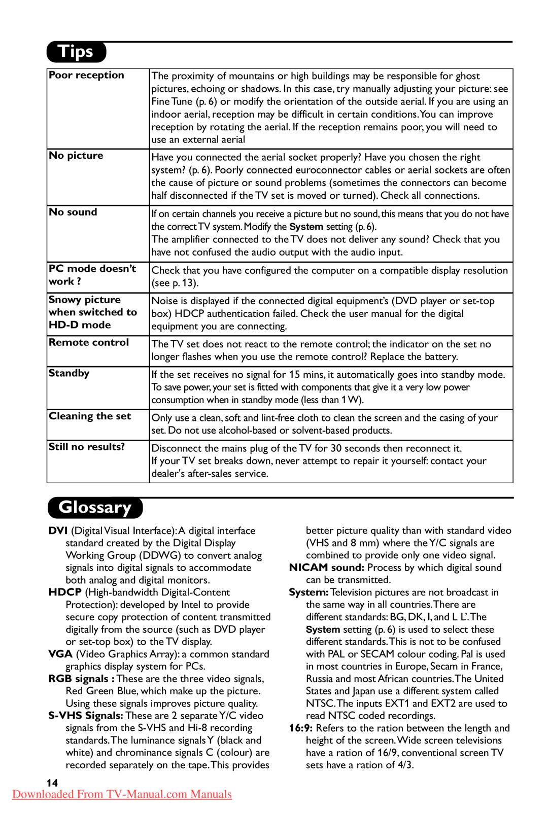 Philips 20PFL4101S, 20PFL4102S user manual Tips, Glossary 