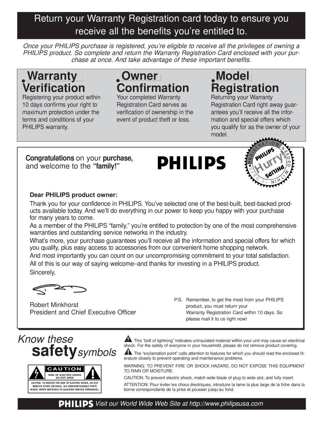 Philips 20PT 30B manual Warranty Verification 