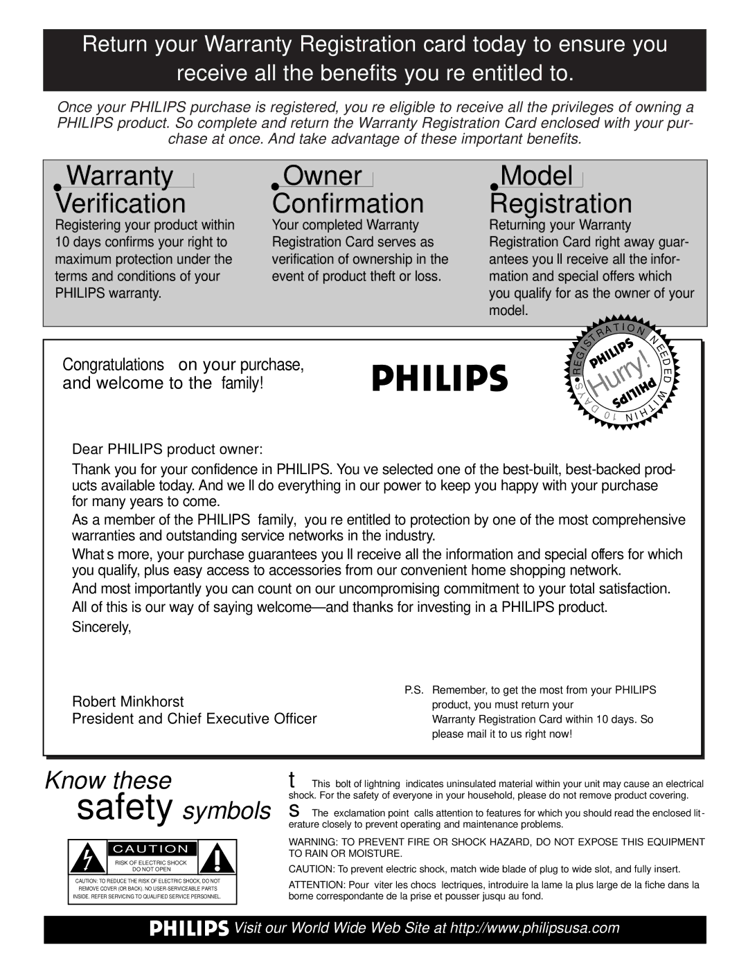 Philips 20PT 91S manual Warranty Verification 