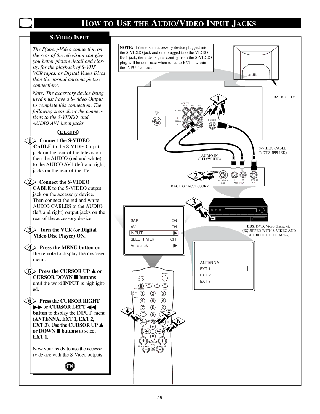 Philips 20PT 91S manual HOW to USE the AUDIO/VIDEO Input Jacks 