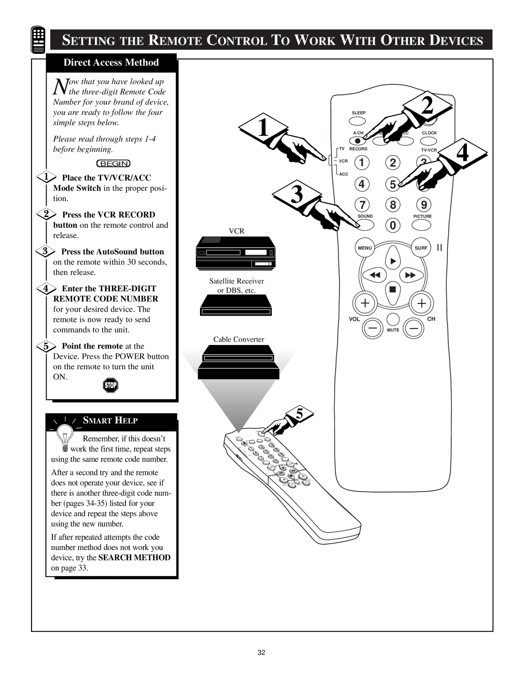 Philips 20PT 91S manual Setting the Remote Control to Work with Other Devices 