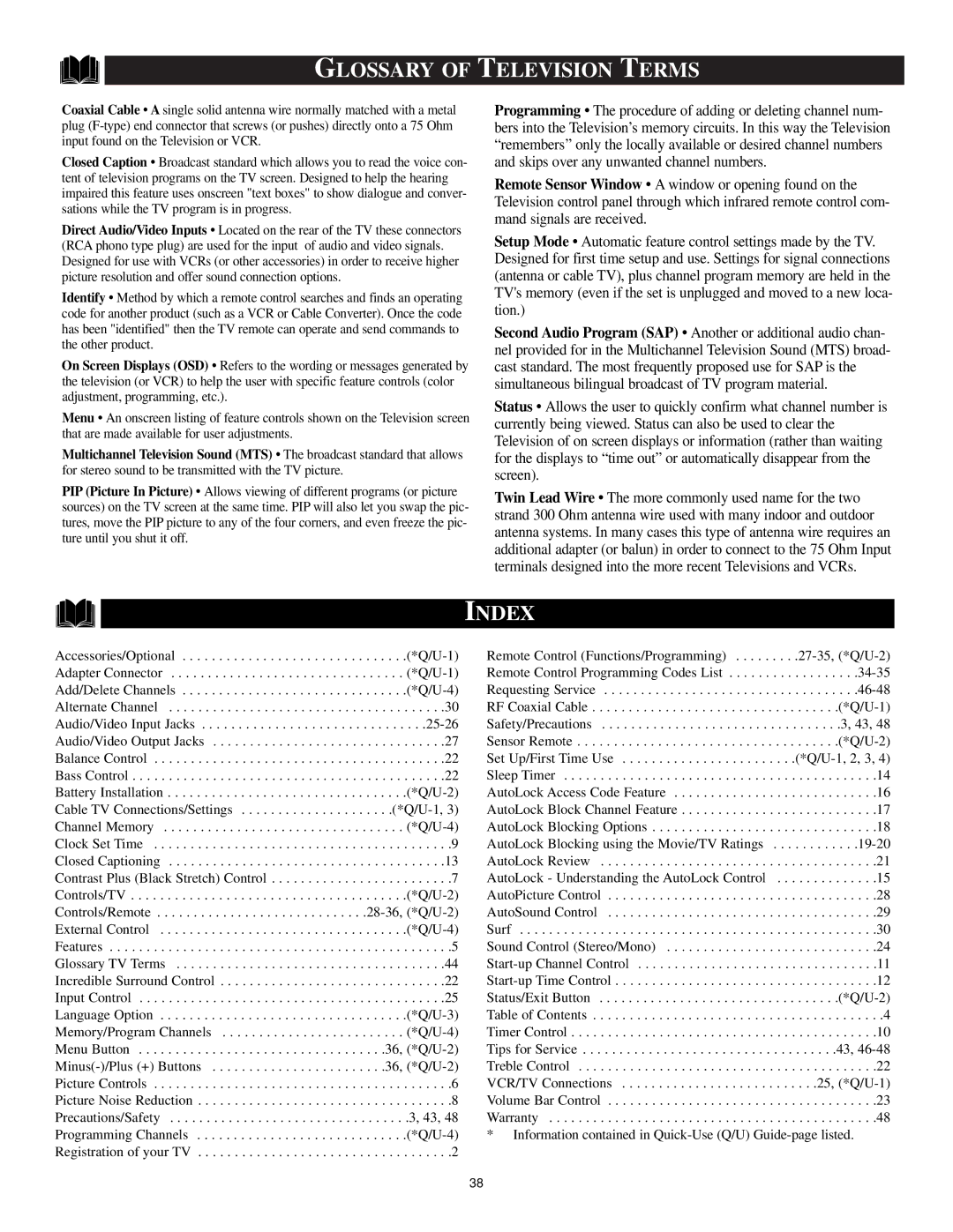 Philips 20PT 91S manual Glossary of Television Terms, Index 