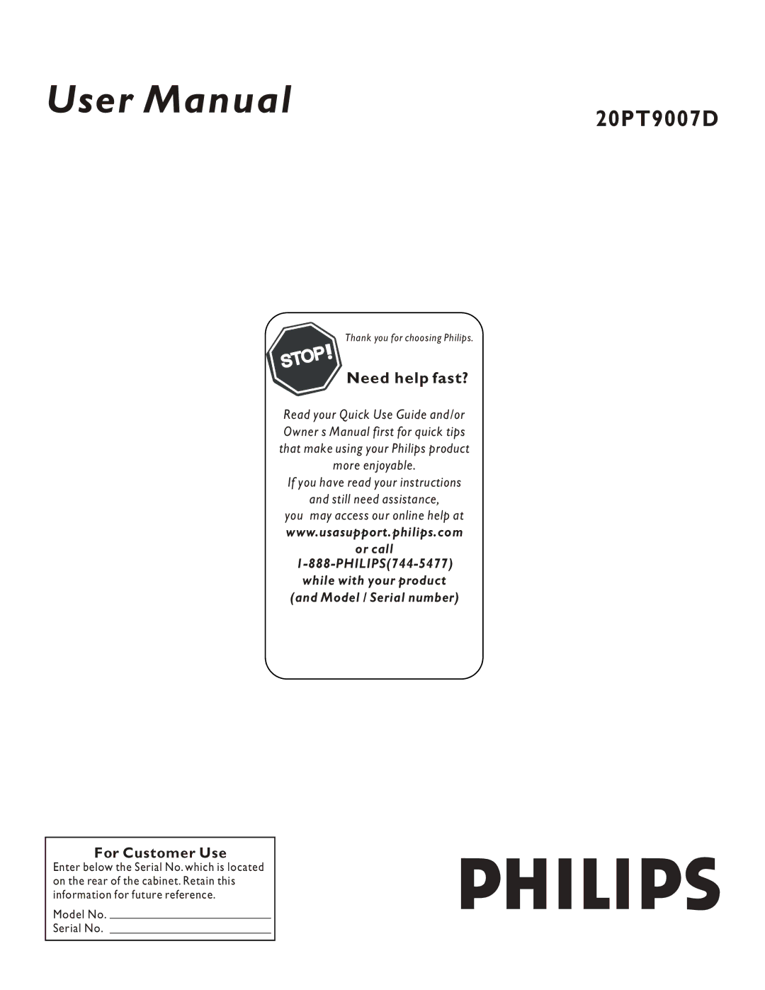 Philips 20PT9007D user manual 