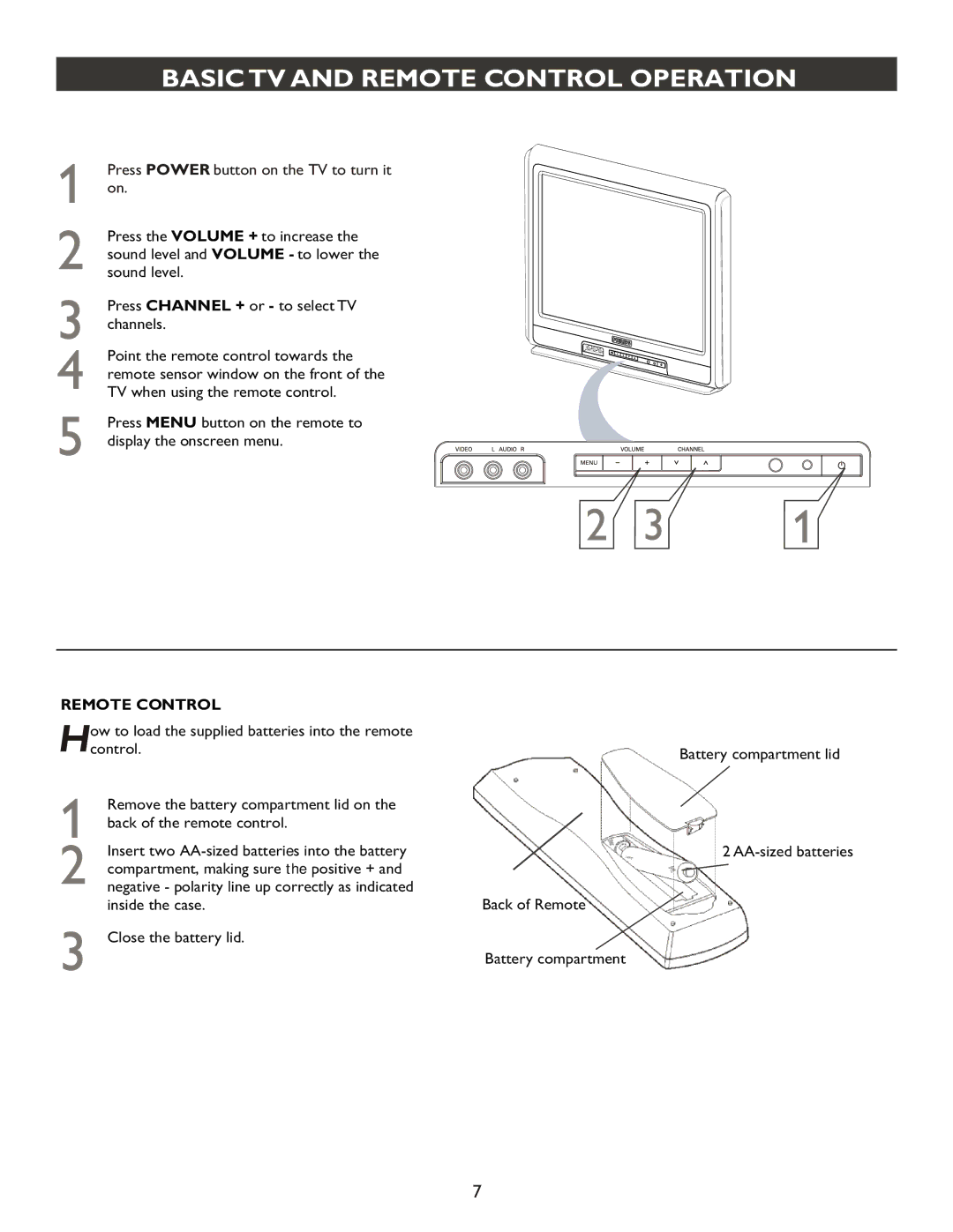 Philips 20PT9007D user manual Basic TV and Remote Control Operation, Press Power button on the TV to turn it on 