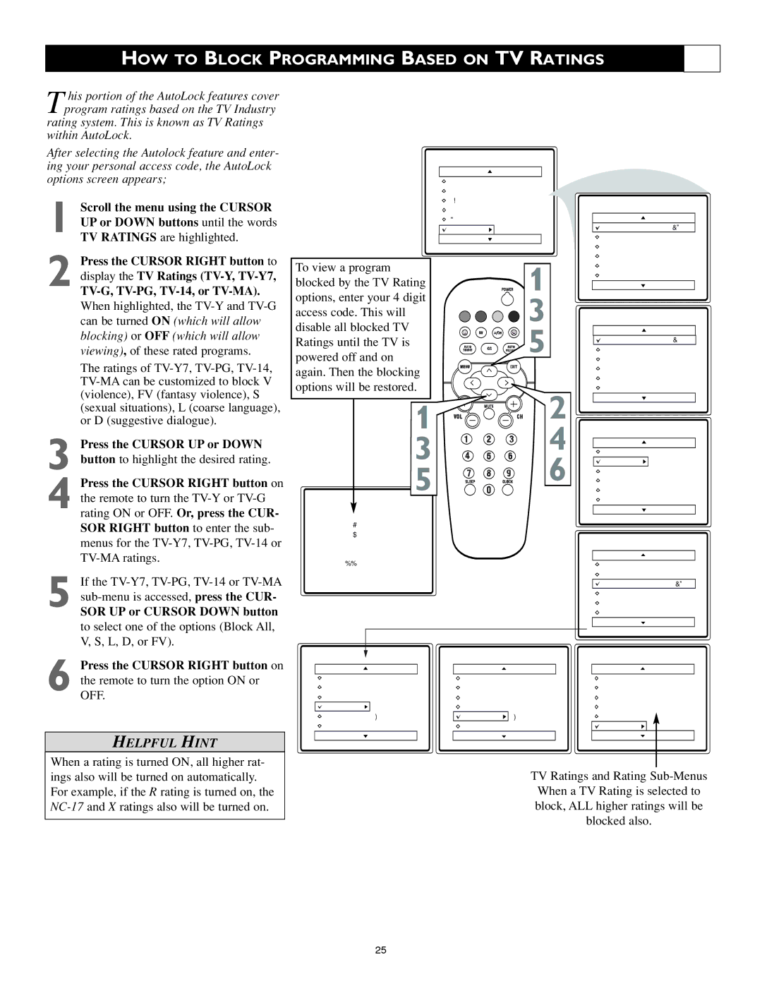 Philips 20RF50S warranty HOW to Block Programming Based on TV Ratings 