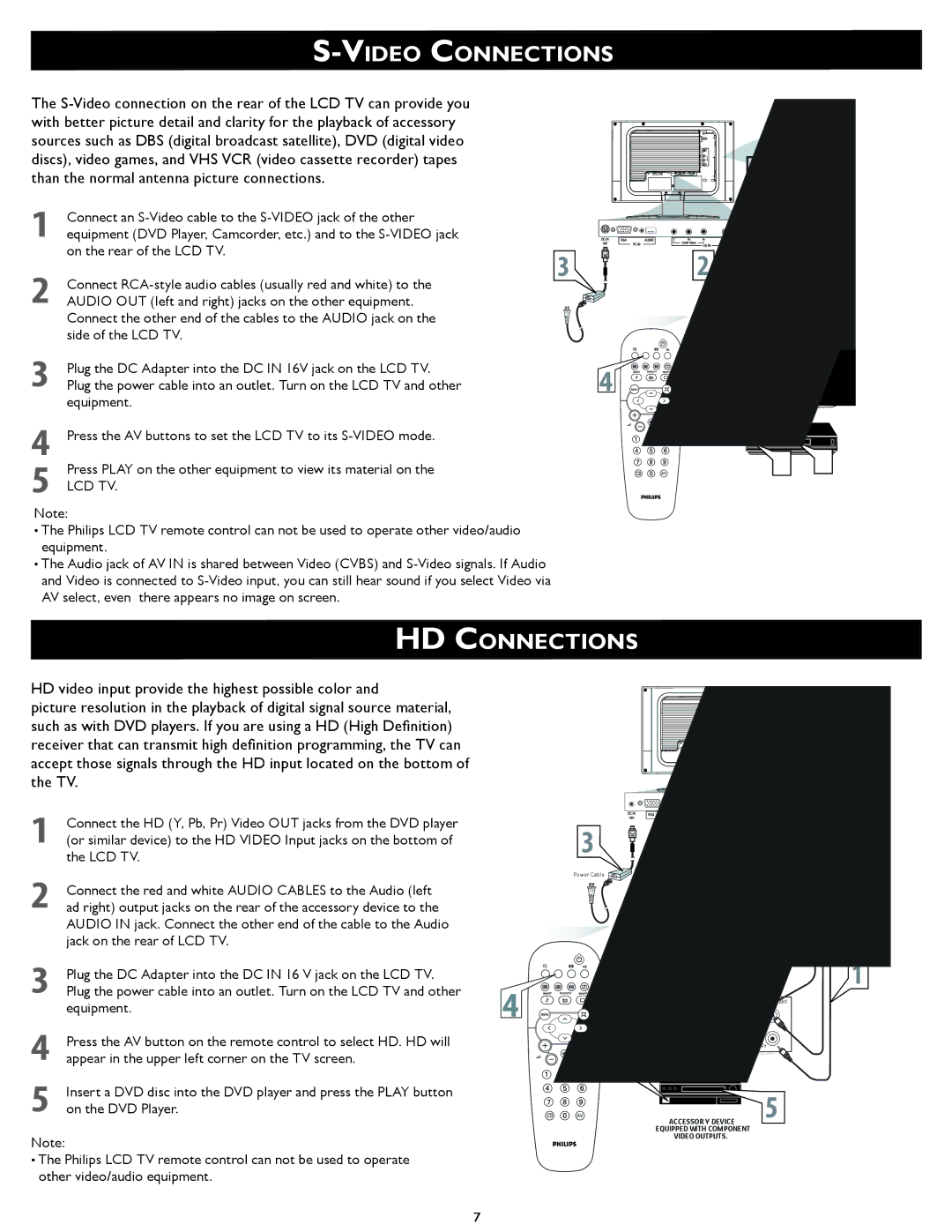 Philips 20TA1000/98 quick start Video Connections, HD Connections 