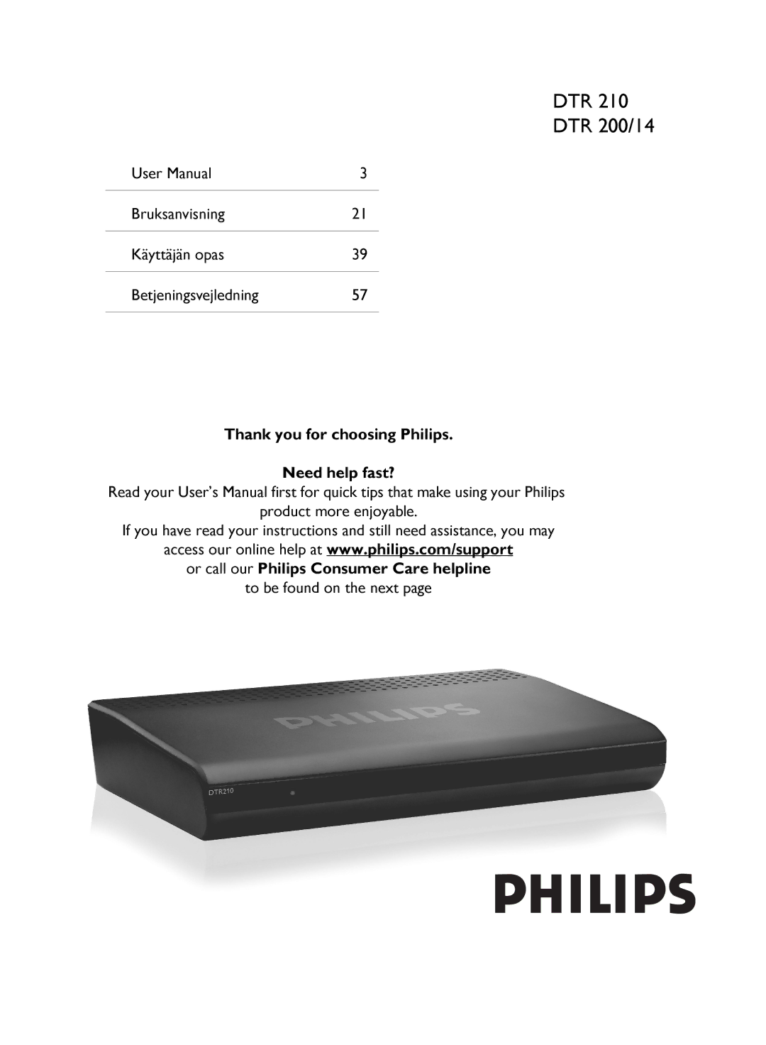 Philips 210 user manual DTR DTR 200/14 