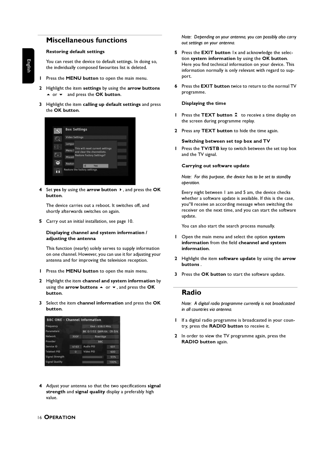 Philips DTR, 210 user manual Miscellaneous functions, Radio 