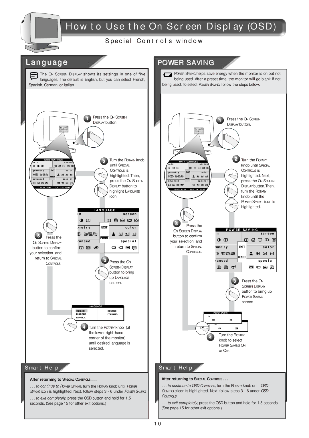 Philips 21B582BH, 21A582BH specifications Language, After returning to Special Controls 