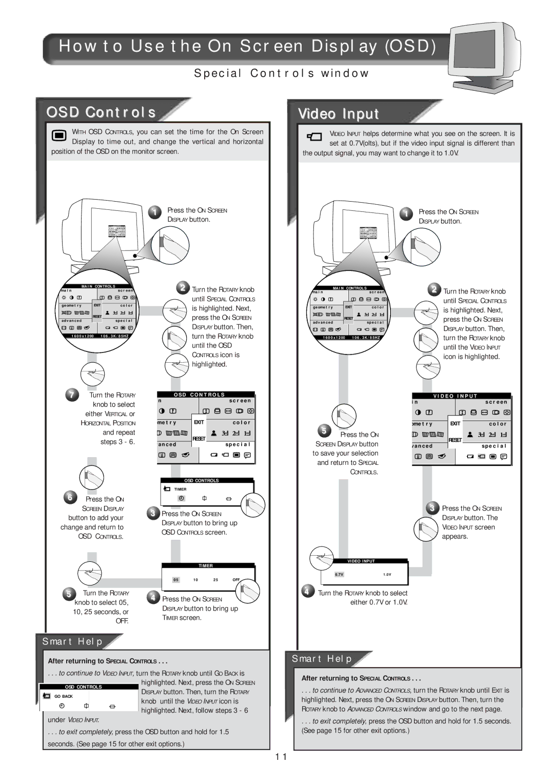 Philips 21A582BH, 21B582BH specifications OSD Controls, Video Input 