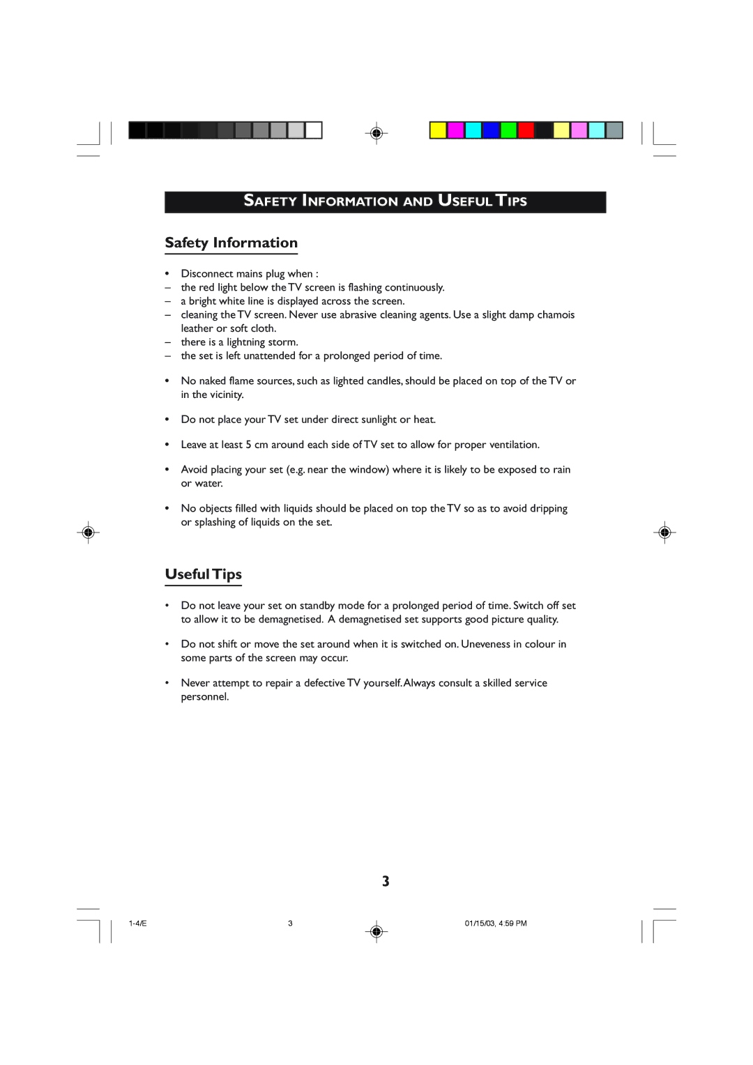 Philips 21PT1323 operating instructions Safety Information and Useful Tips 