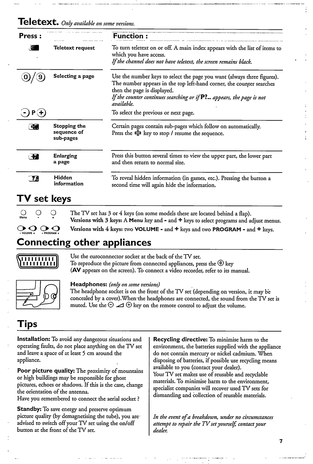 Philips 21PT1653, 14PT1553 manual 