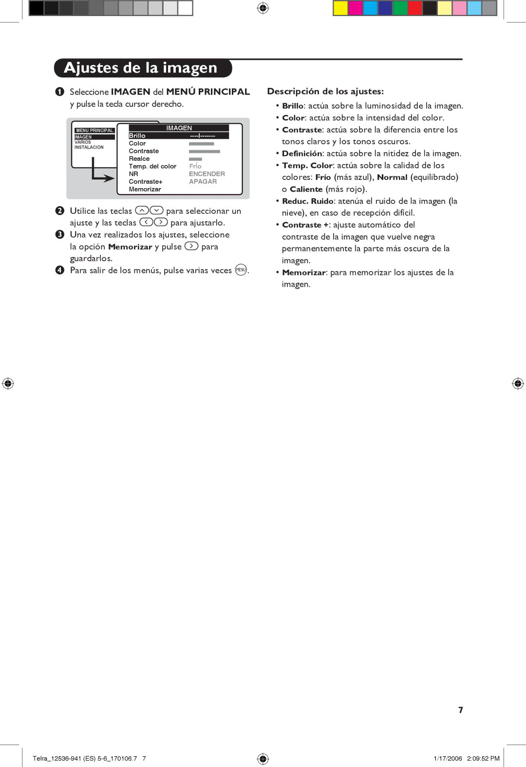 Philips 21PT1820, 14PT1501, 14PT1521 manual Ajustes de la imagen 