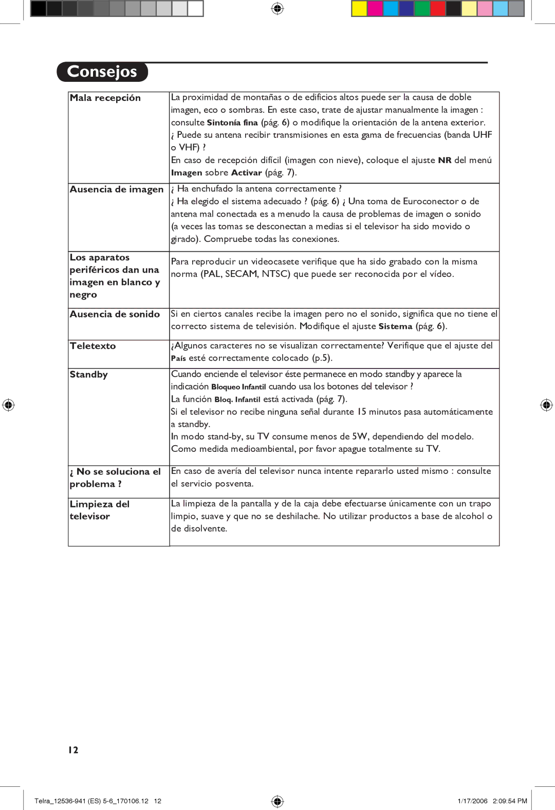 Philips 14PT1521, 21PT1820, 14PT1501 manual Consejos 