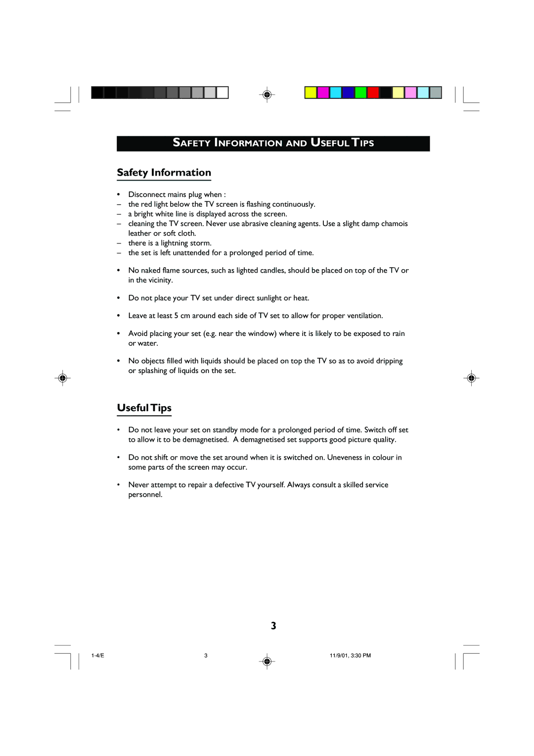 Philips 21PT2252 operating instructions Safety Information and Useful Tips 