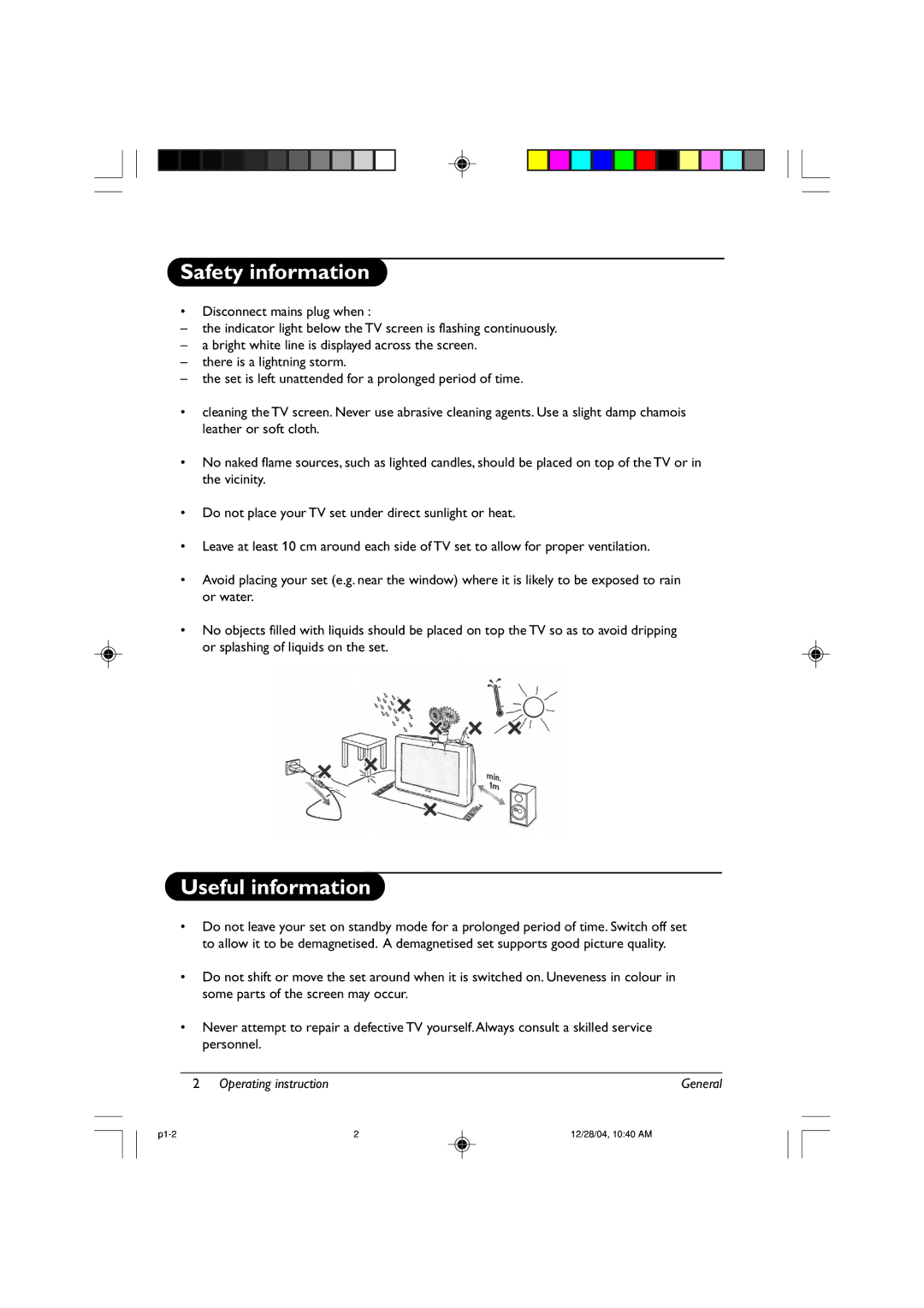 Philips 21PT2115, 21PT2325, 21PT3324 manual Safety information, Useful information, Operating instruction 