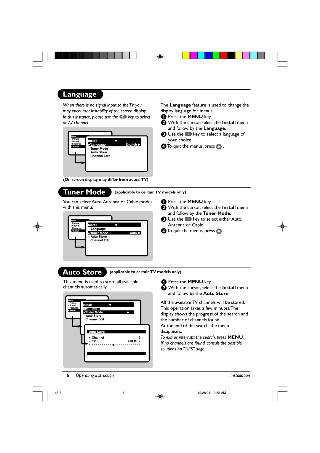 Philips 21PT3324, 21PT2325, 21PT2115 manual Language, This instance, please use the key to select an AV channel 