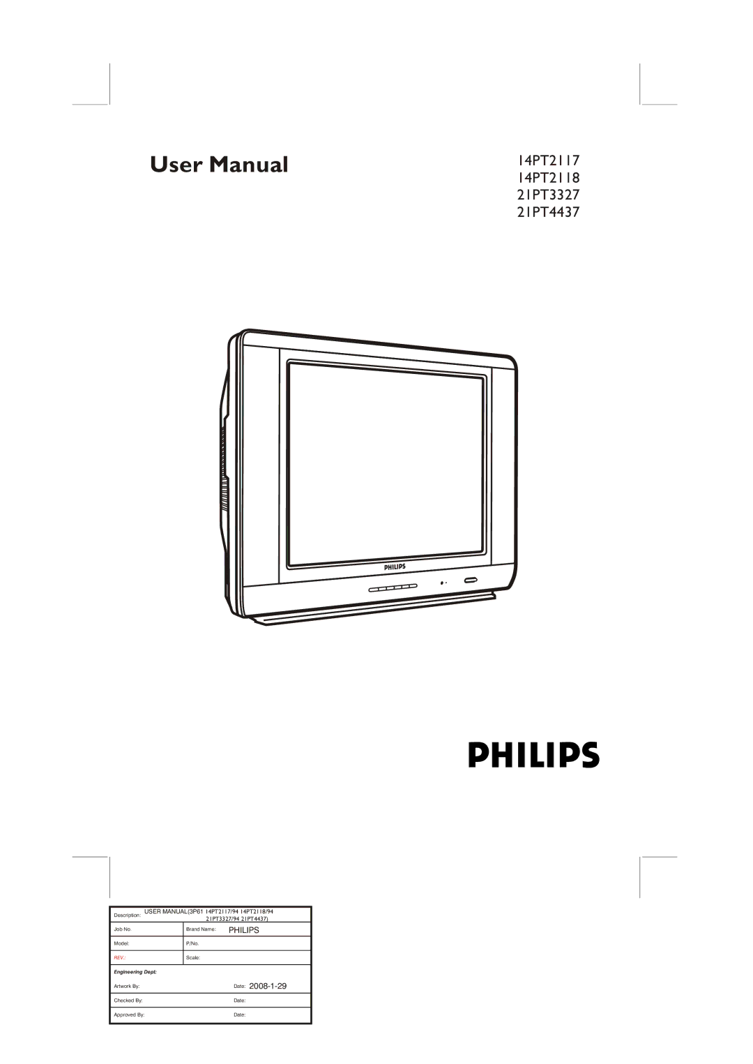 Philips user manual 14PT2117 14PT2118 21PT3327 21PT4437 