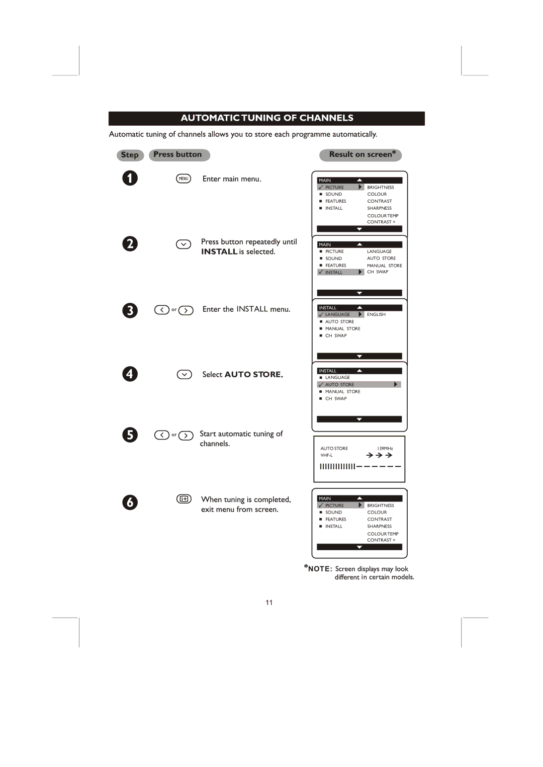 Philips 14PT2117, 21PT3327 user manual Install, Auto Store 