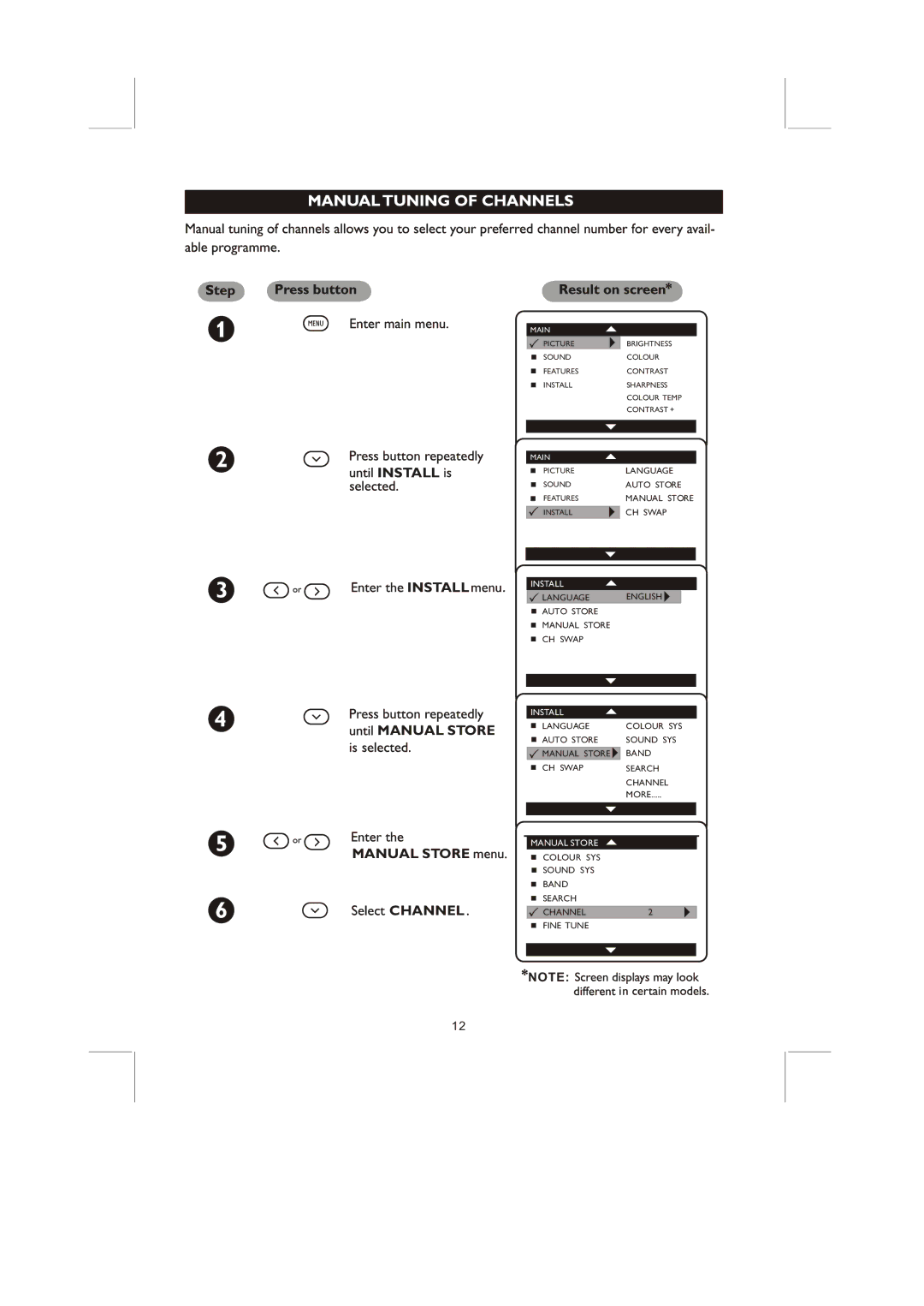 Philips 21PT3327, 14PT2117 user manual Manual Store, Channel 