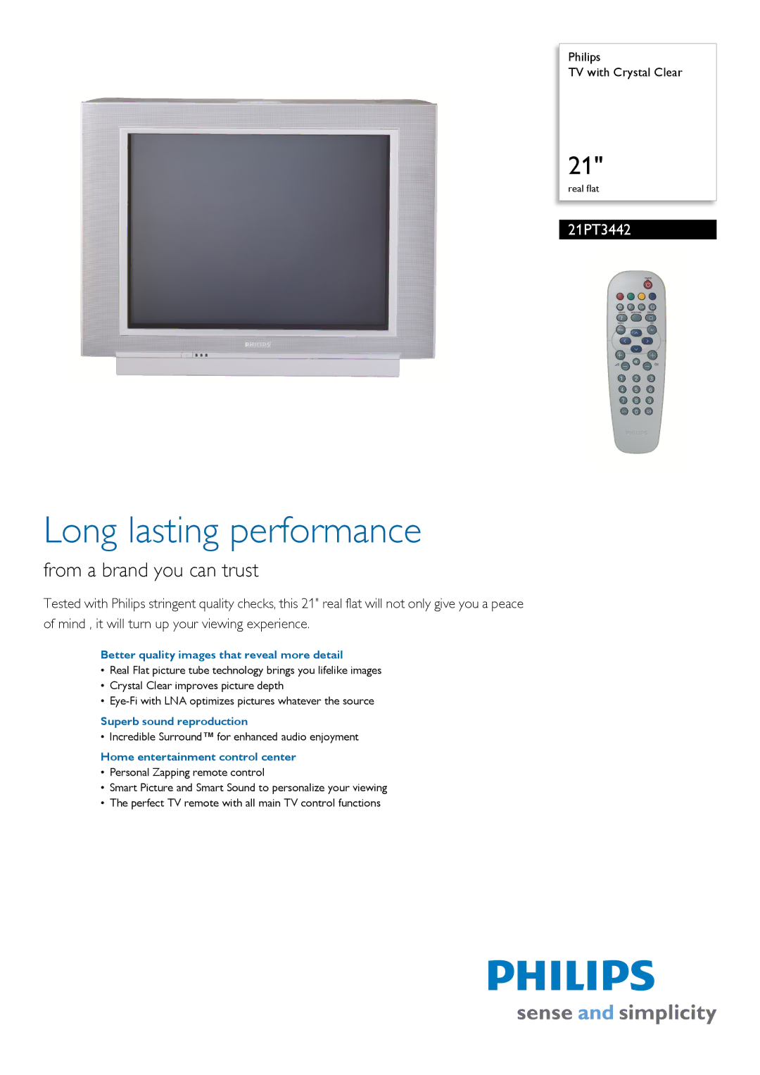 Philips 21PT3442 manual Better quality images that reveal more detail, Superb sound reproduction 