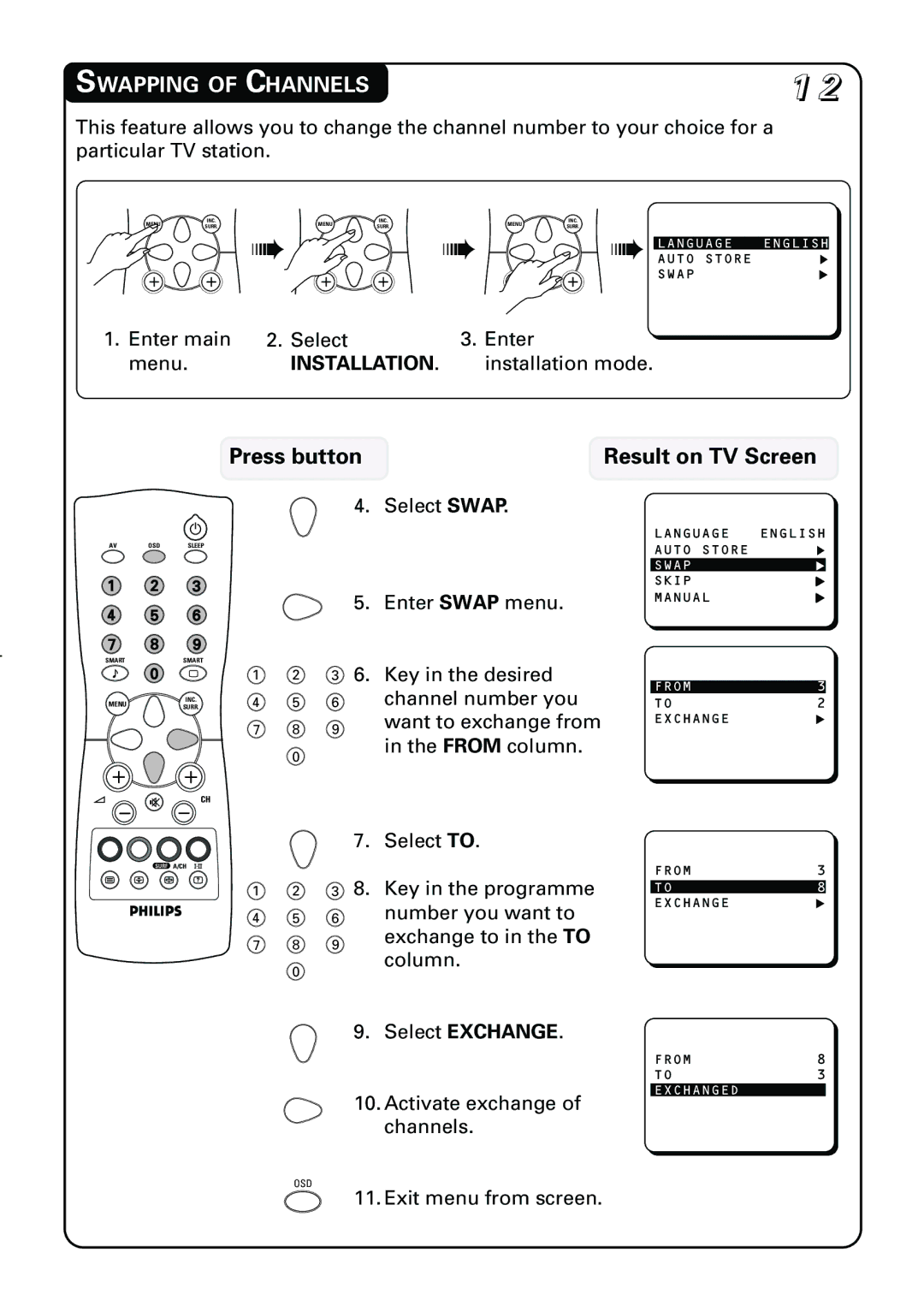 Philips 21PT3962 manual Swapping of Channels 