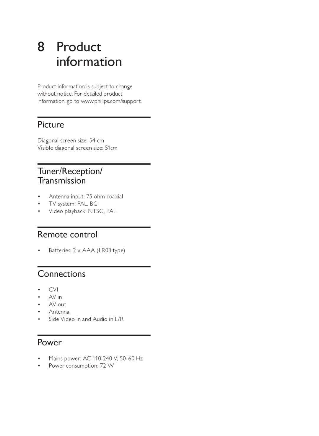 Philips 21PT4429/94, 21PT4439/94 user manual Product information 