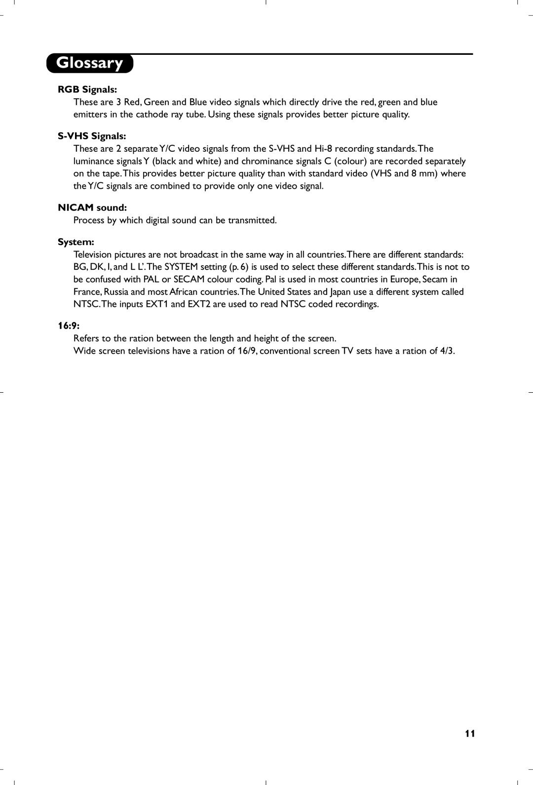 Philips 21PT4457/05 manual Glossary 