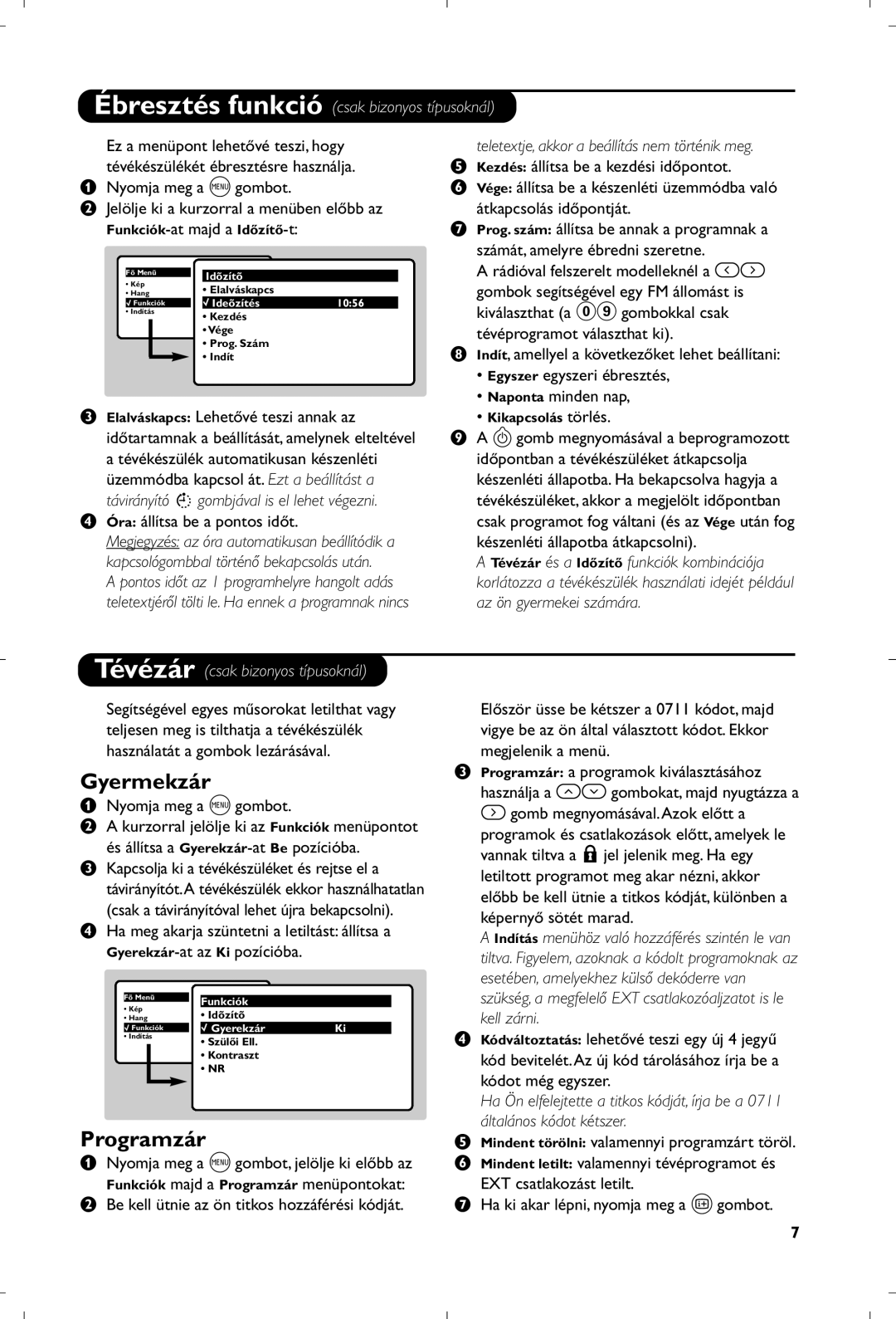 Philips 21PT4457/58 manual Gyermekzár, Programzár, Teletextje, akkor a beállítás nem történik meg 