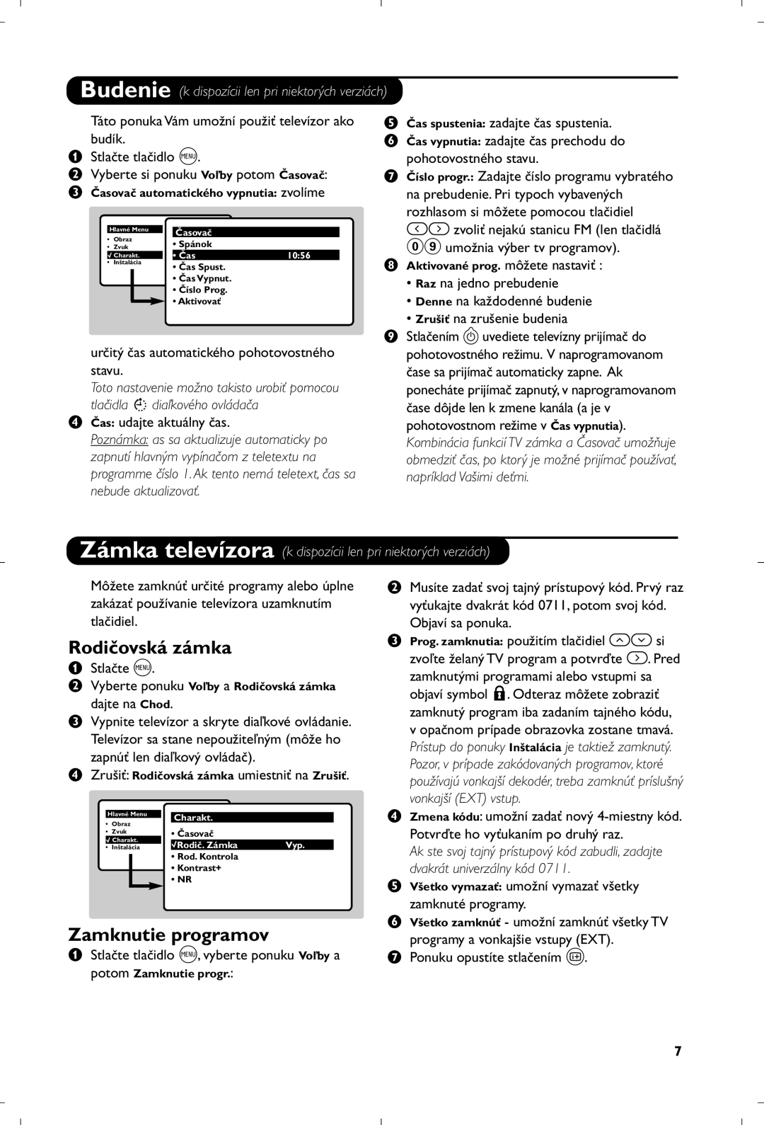 Philips 21PT4457/58 manual Rodičovská zámka, Zamknutie programov 