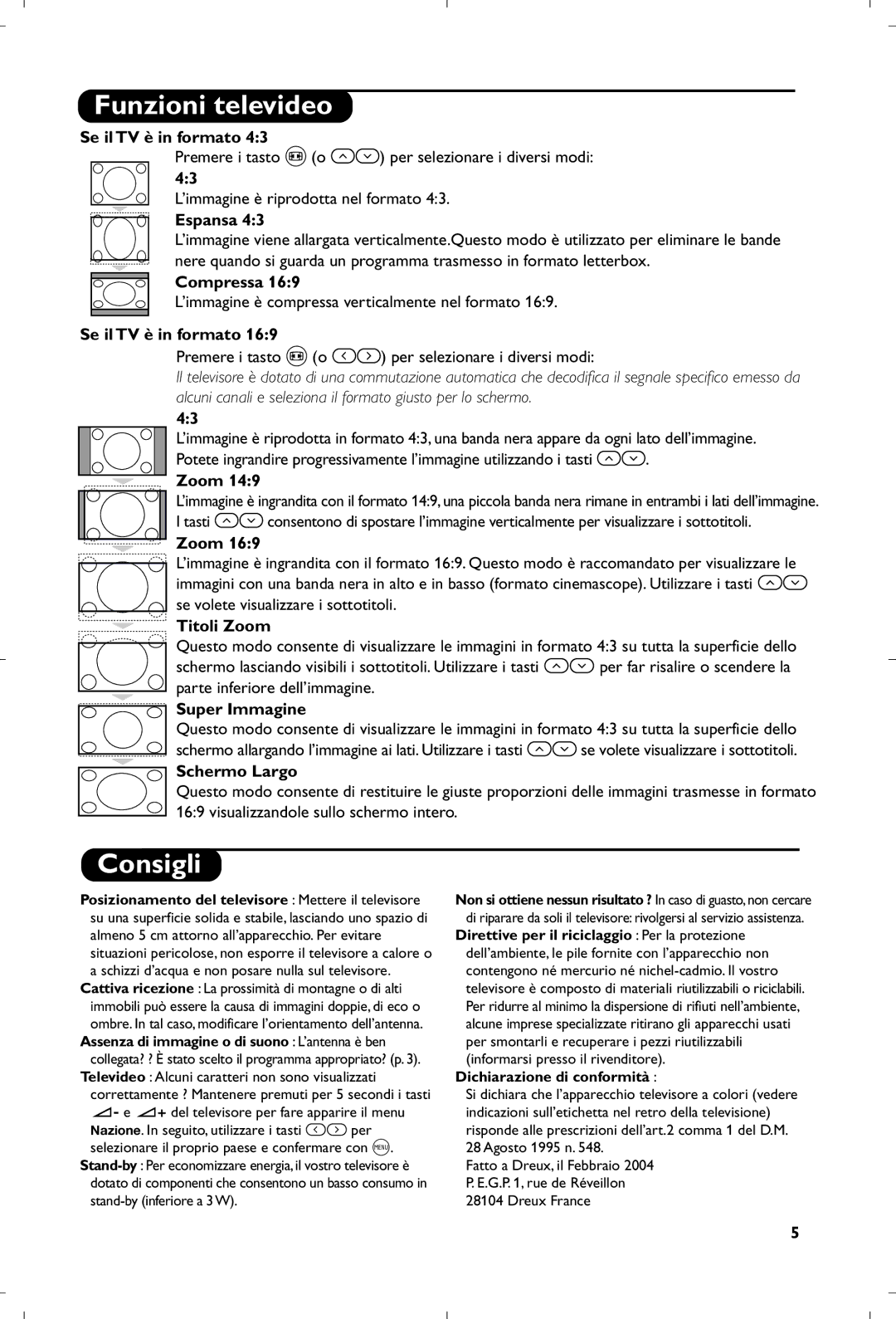 Philips 21PT4458/58 manual Funzioni televideo, Consigli 