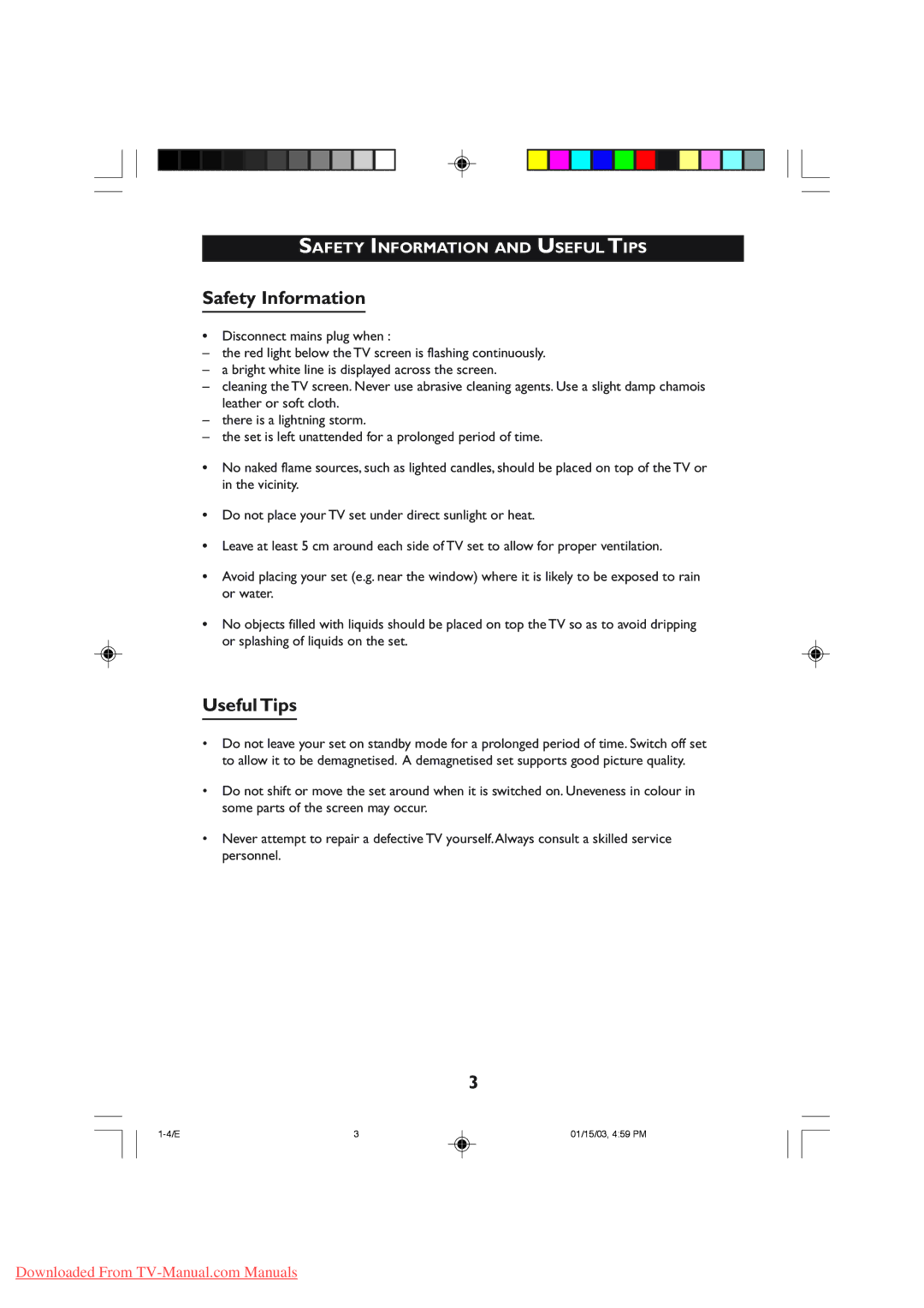 Philips 21PT5121, 21PT5107 operating instructions Safety Information and Useful Tips 