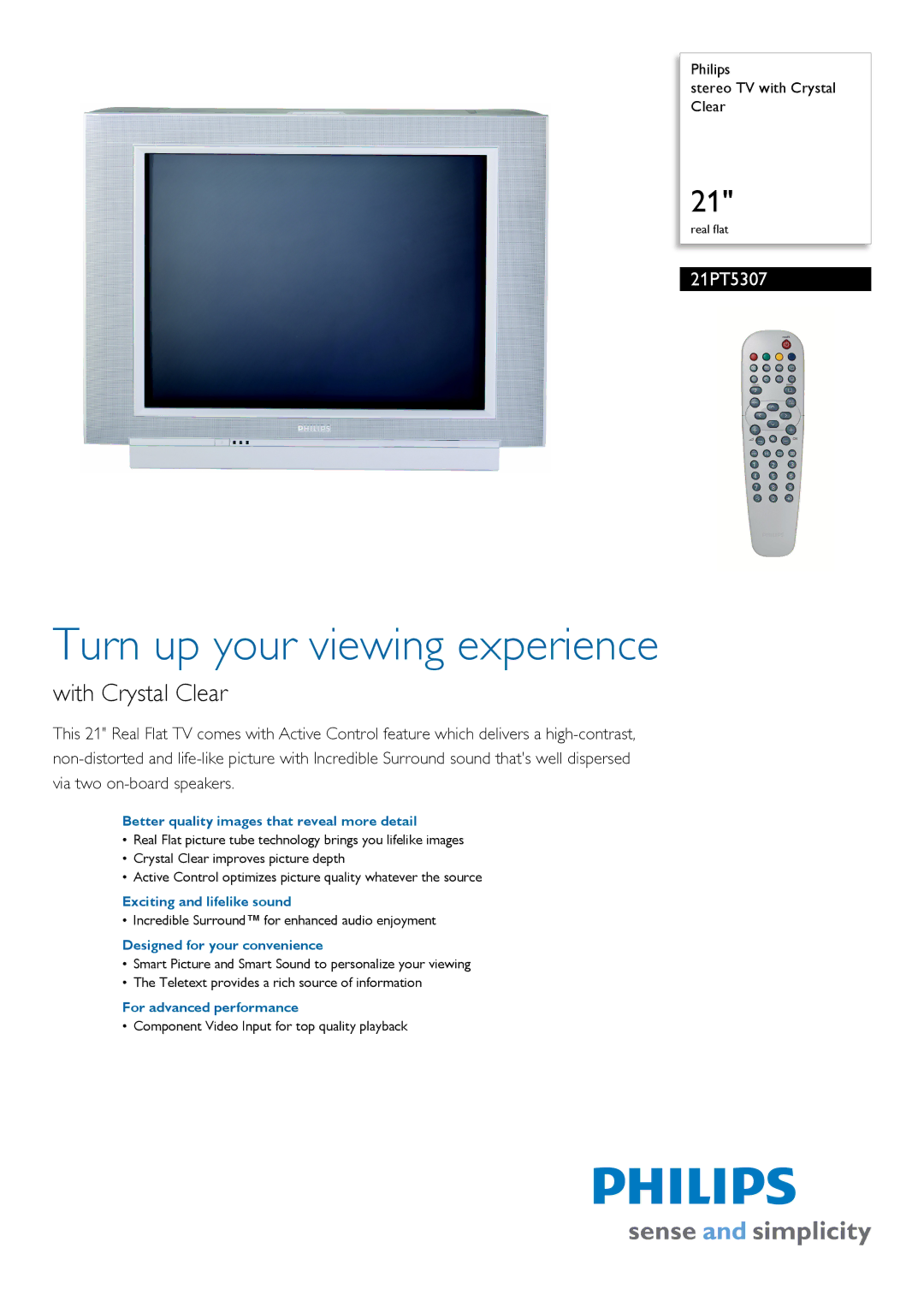 Philips 21PT5307 manual Better quality images that reveal more detail, Exciting and lifelike sound 