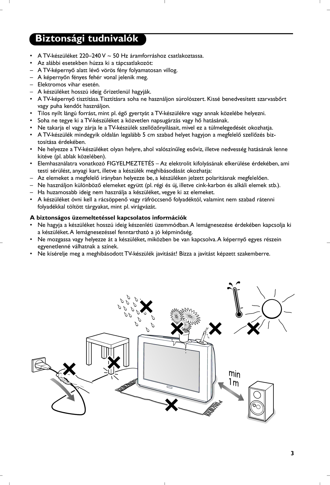 Philips 21PT5401 manual Biztonsági tudnivalók, Biztonságos üzemeltetéssel kapcsolatos információk 