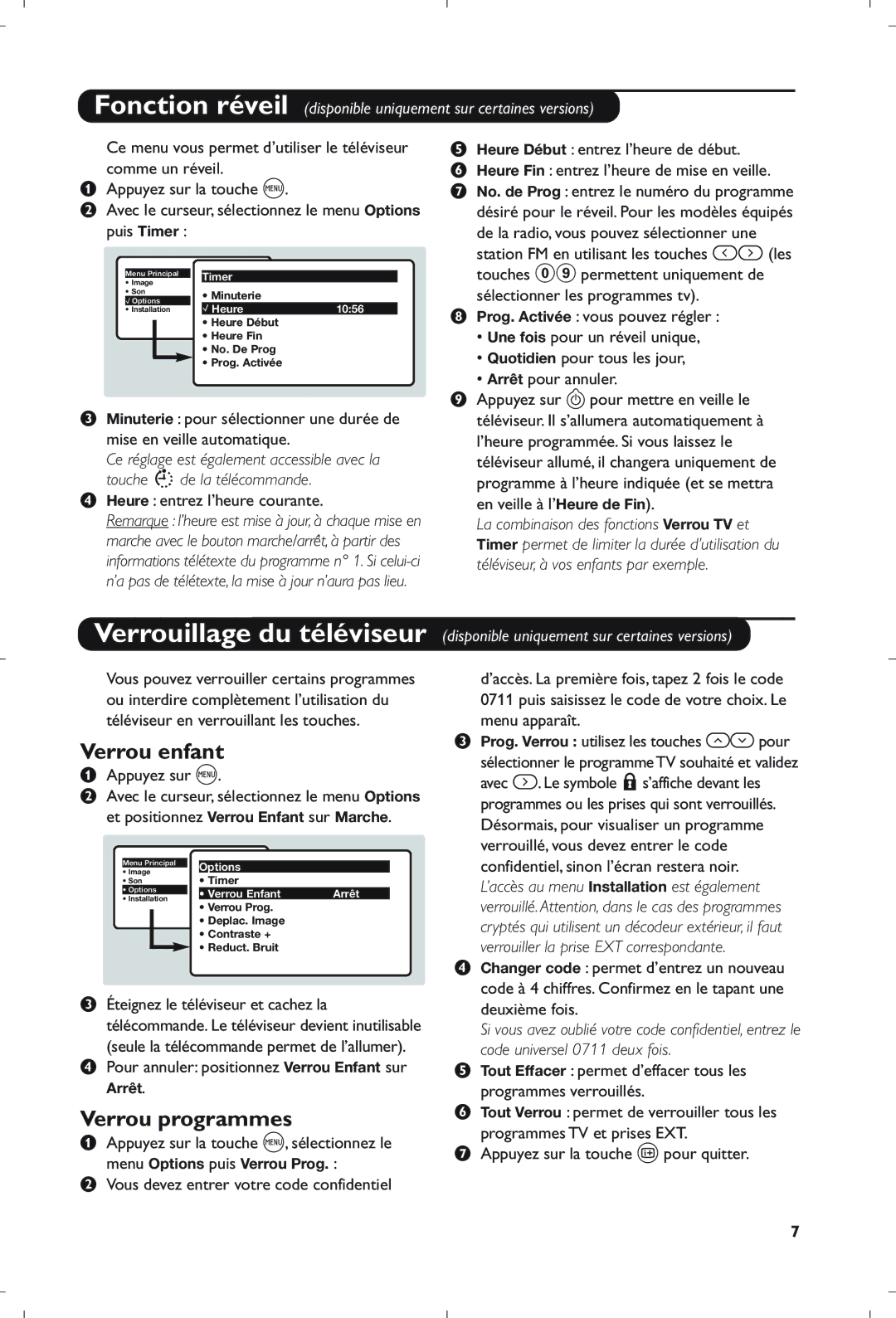 Philips 21PT5408/01 manual Verrou enfant, Verrou programmes 