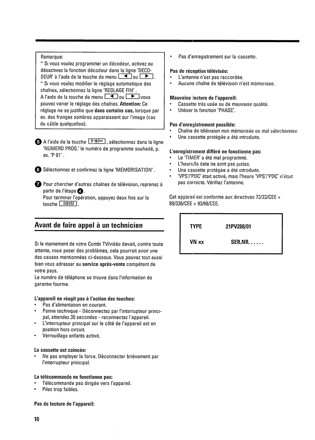 Philips 21PV 288 manual 