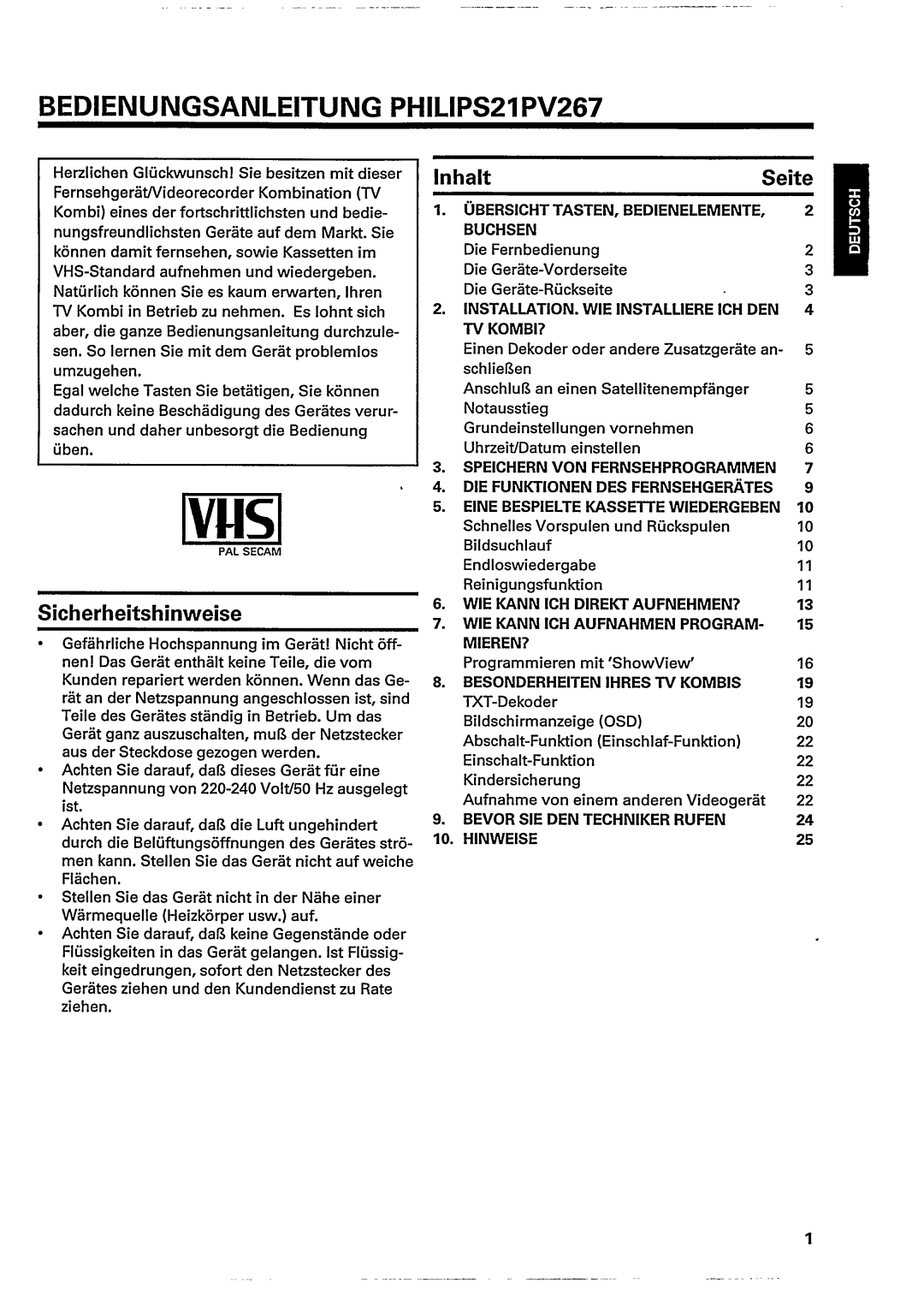 Philips 21PV267 manual 