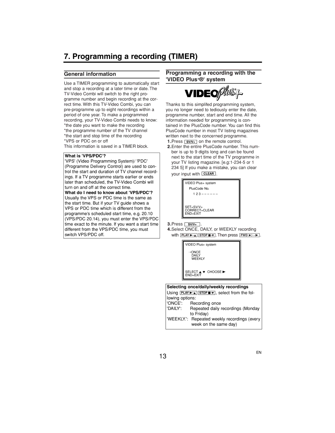 Philips 21PV375/07 Programming a recording Timer, Programming a recording with the Video Plus+ system, What is VPS/PDC? 