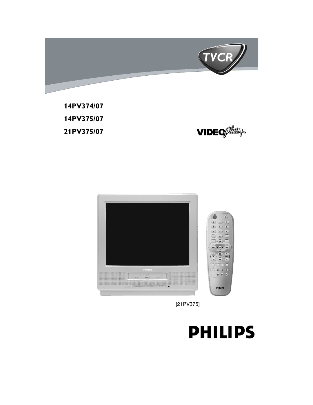 Philips 14PV374/07, 21PV375/07, 14PV375/07 manual Tvcr 