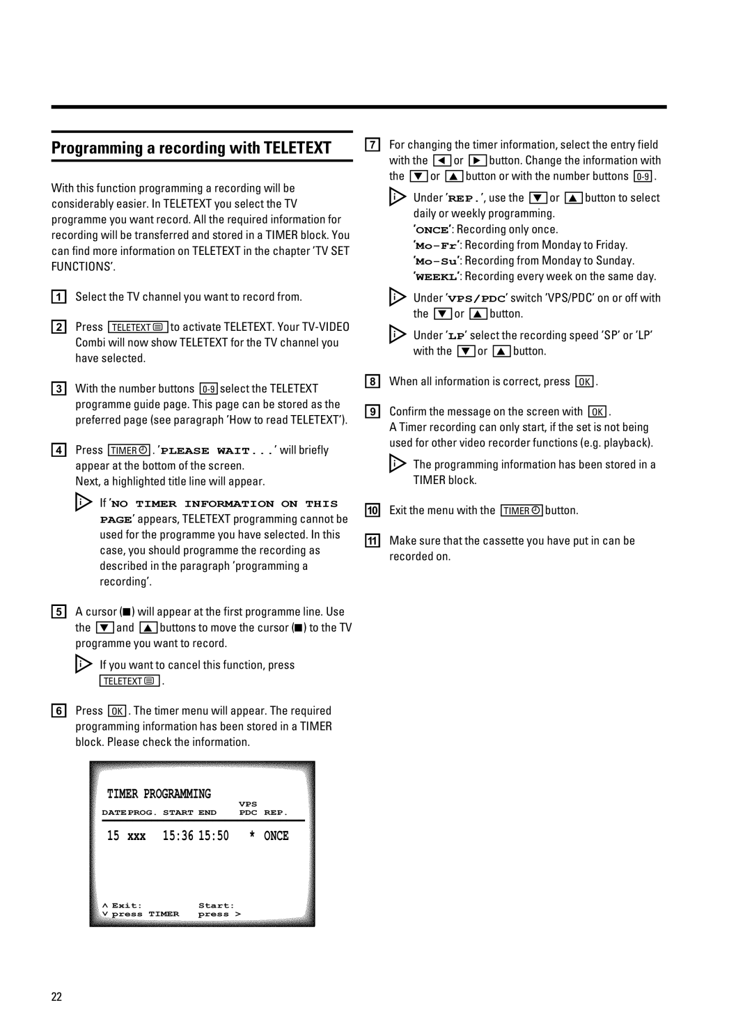 Philips 21PV708-715-908/07 REP. ,1, FTXOd 3 ,PLEASE WAIT..., t, Tx ,NO Timer Information on this PAGE, s fOWOfOjf us tw 