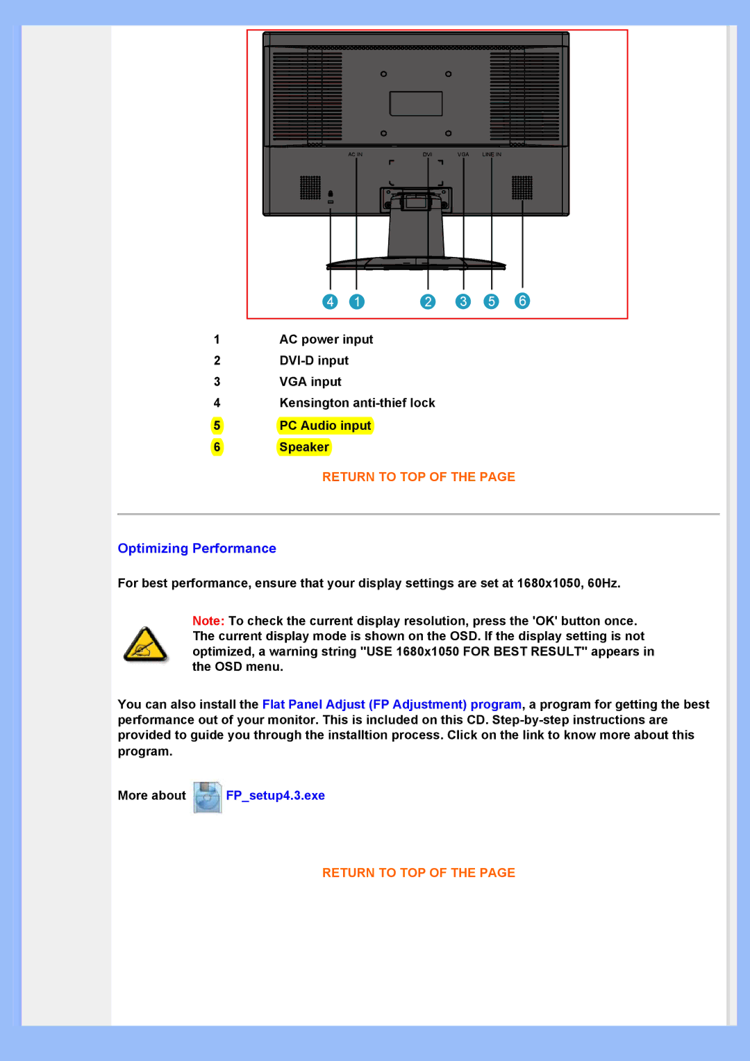 Philips 220AW8 user manual Optimizing Performance 