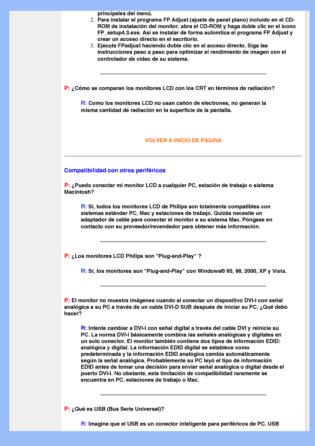 Philips 220AW8 user manual Compatibilidad con otros perifèricos 