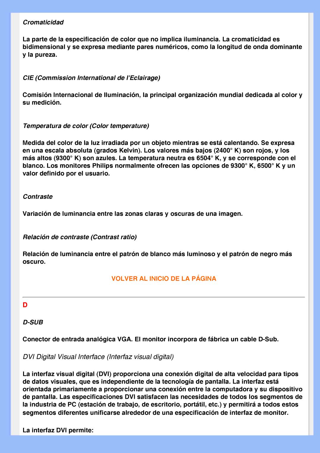 Philips 220AW8 user manual DVI Digital Visual Interface Interfaz visual digital 