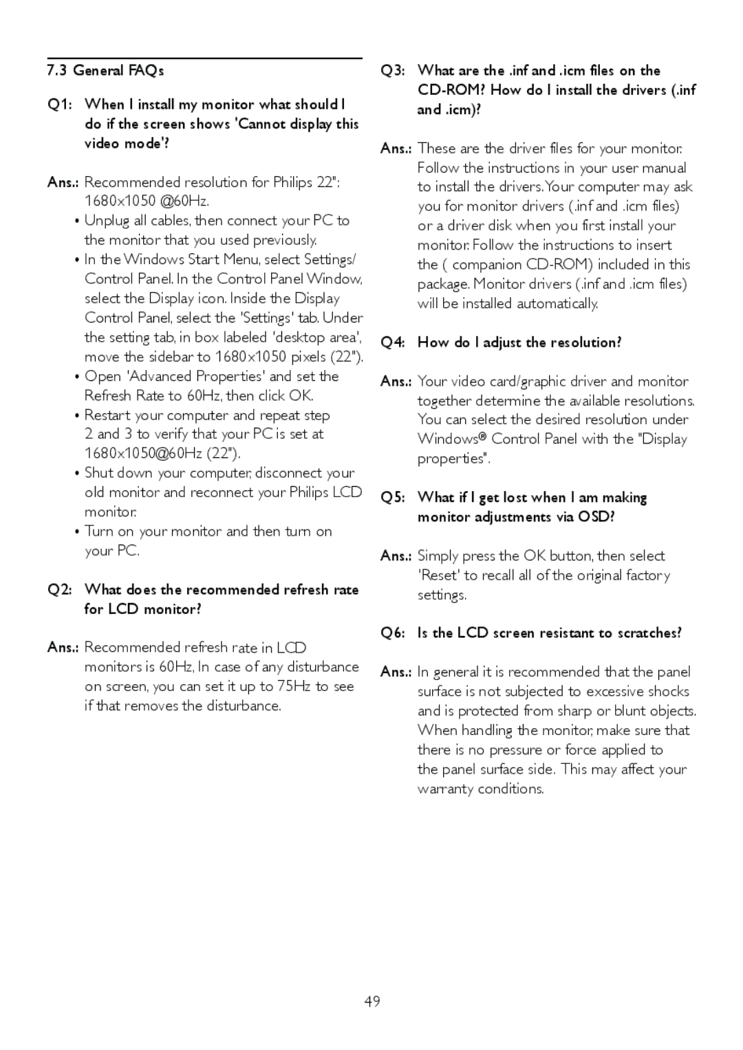 Philips 220B2CS/00, 220BL2 user manual 