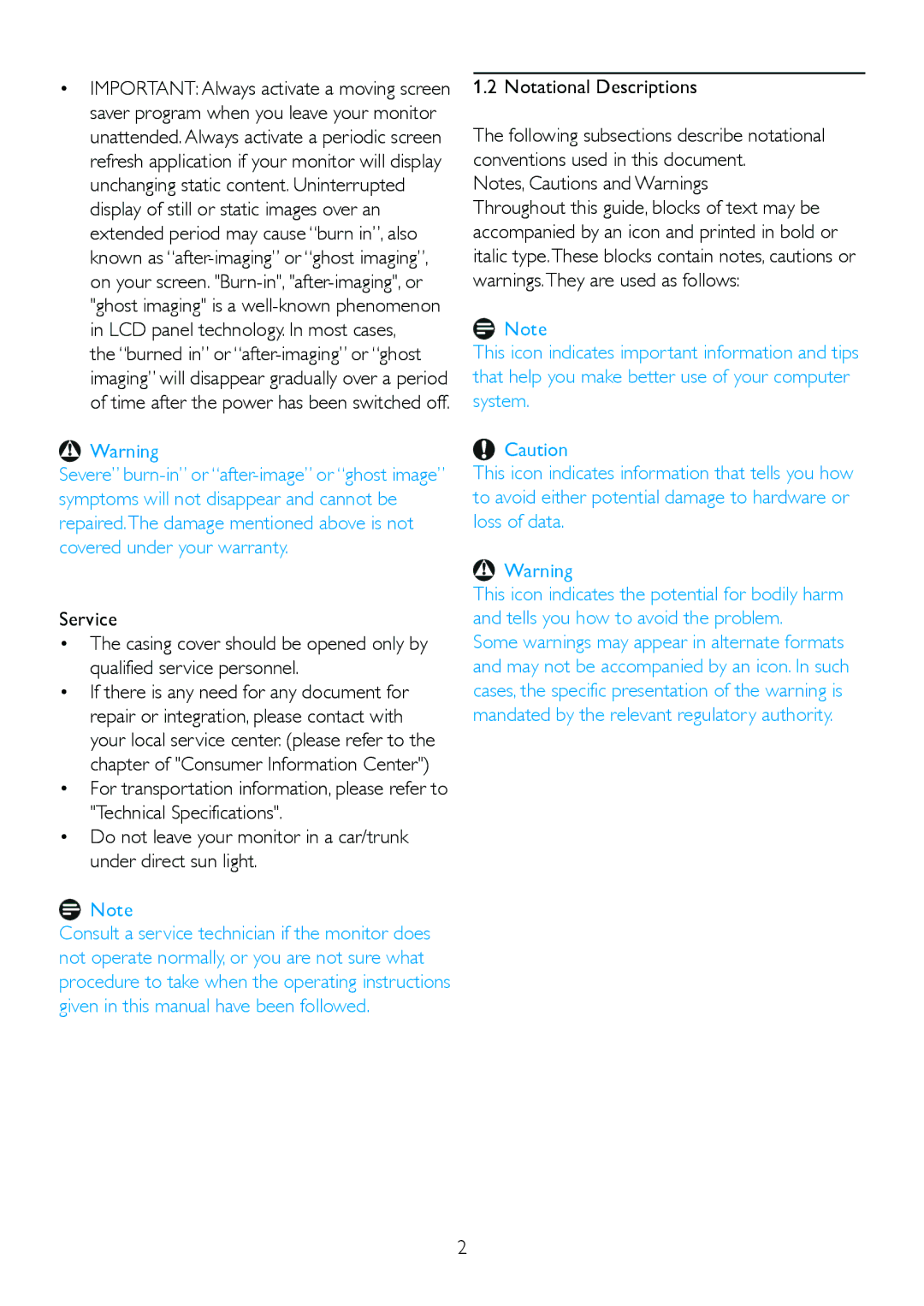 Philips 220B2, 220BL2 user manual Notational Descriptions 