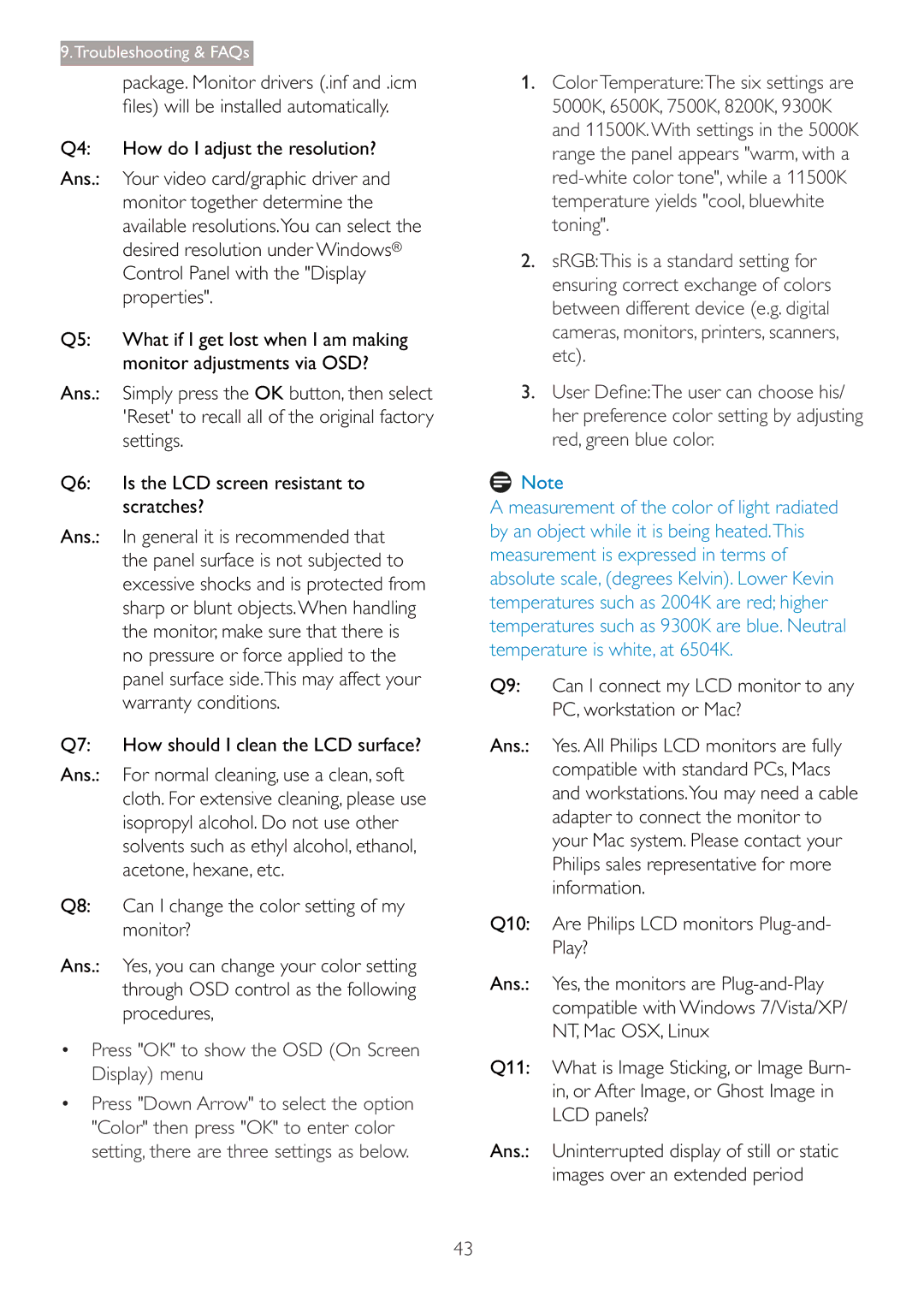 Philips 220B4LPCB/27 user manual Press OK to show the OSD On Screen Display menu 