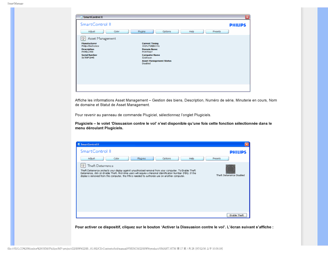 Philips 220BW9 user manual SmartManage 